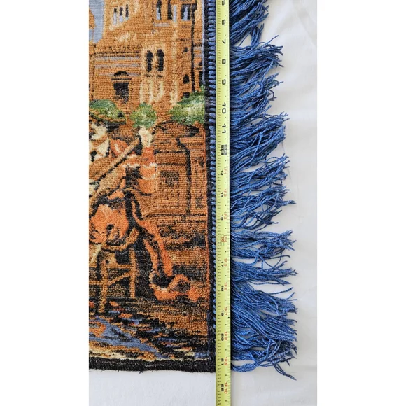 Vintage Spanish Woven Tapestry Table Runner • Flamenco Musicians Fringe • 40.5" - Picture 12 of 12